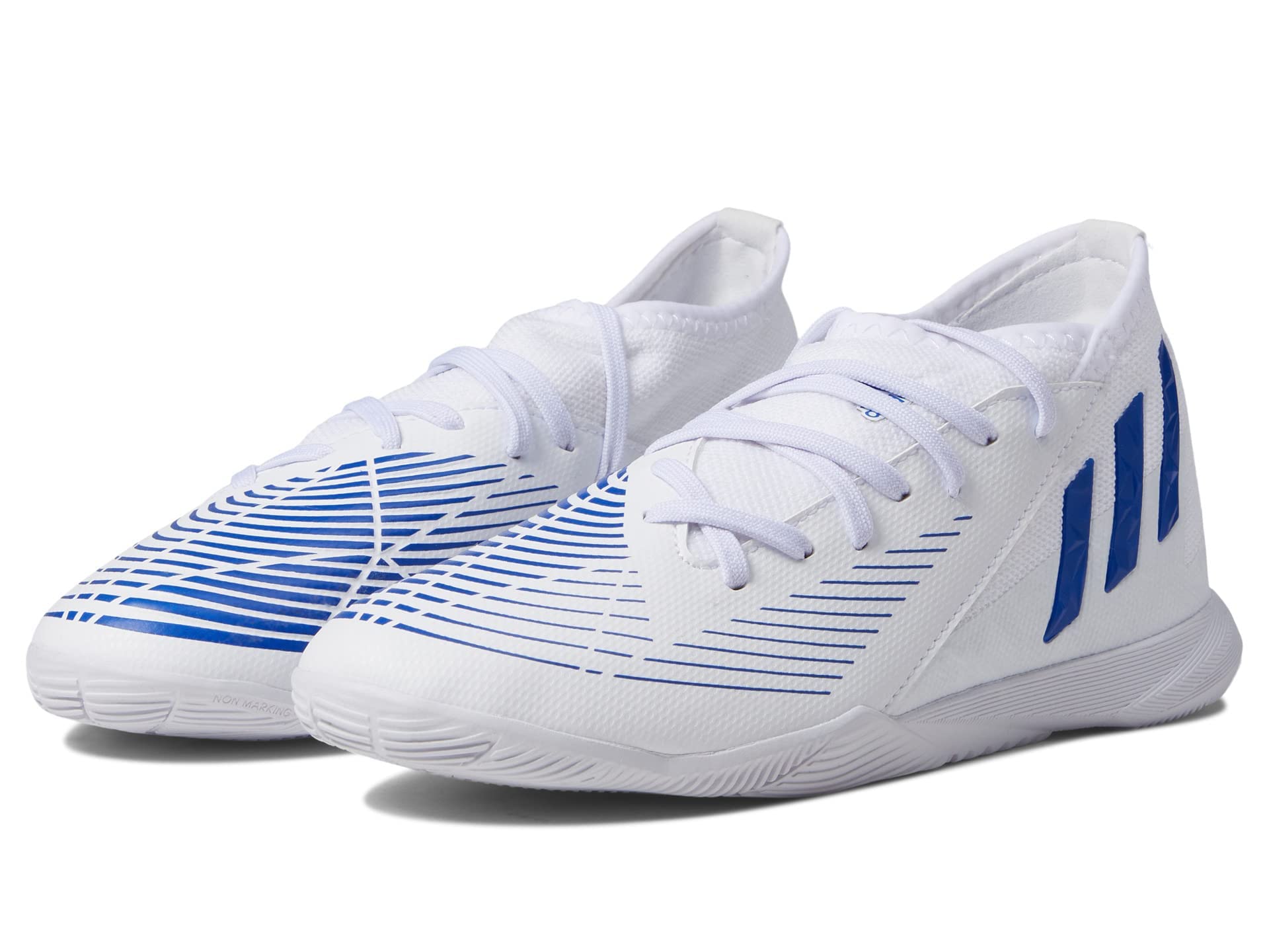 adidas Predator Edge.3 Indoor Soccer Shoe, White/Blue/White, 11 US Unisex Little Kid