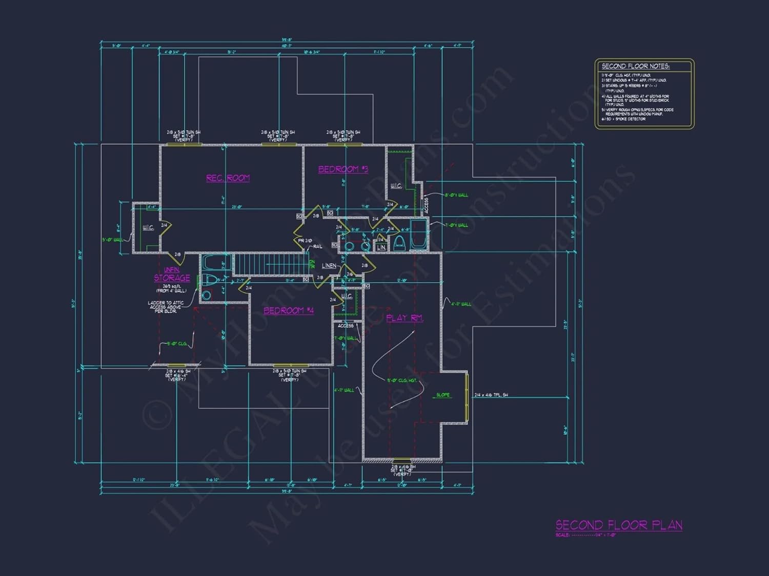 16-1580 HOUSE PLAN - Modern House Floor Plan - Blueprint with 2-Story Design & Features