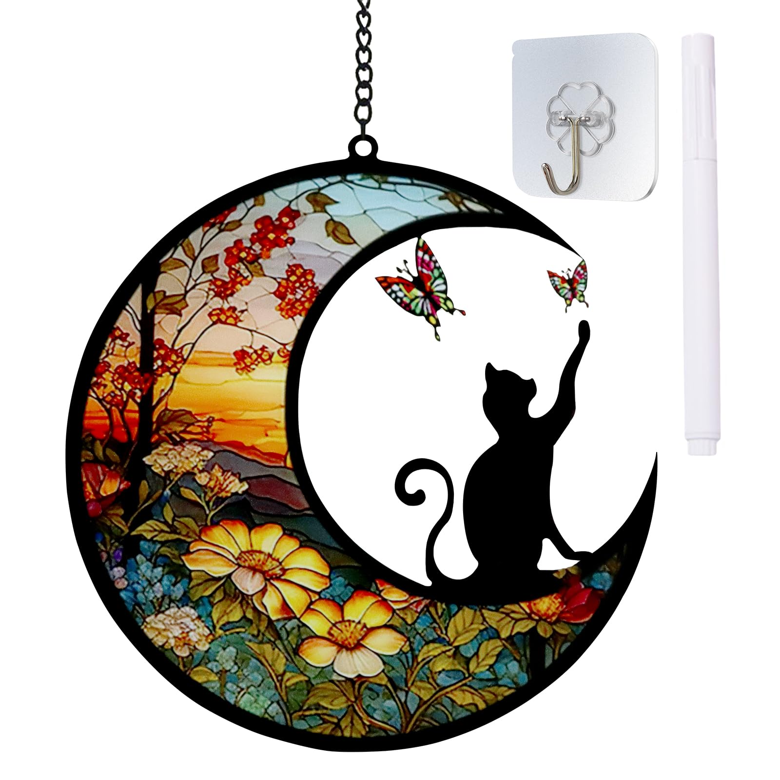 Wekuw Monumento al Perro de Vidrieras Regalos de Simpatía por Mascotas para Amantes de los Perros Perro de Vidrieras en la Luna Recuerdos de Gatos para los Amantes de Las Mascotas