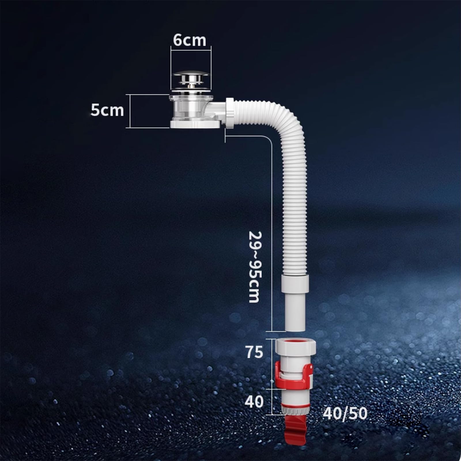 Siphon Waschbecken aus Edelstahl,Pop Up Ablaufventil,Überlauf,Flexibles Gewelltes Abflussrohr,Geruchsverschluss Waschbecken Syphon für Abflussrohre