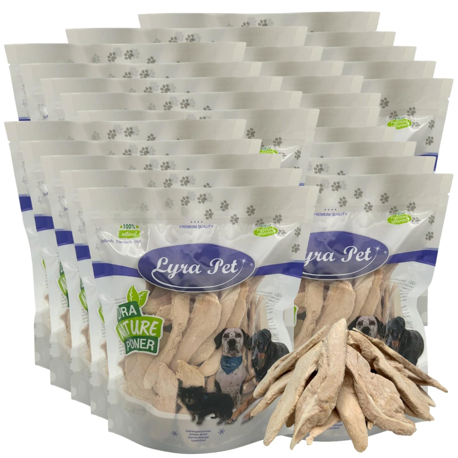 Lyra Pet® 5 kg (25x200 g) Entenbrust gefriergetrocknet - Snack für Hunde | Aus Entenfleisch - Idealer Belohnungs-/Trainingssnack - Hundefutter auch für Welpen & Senioren - Proteinreich & fettarm