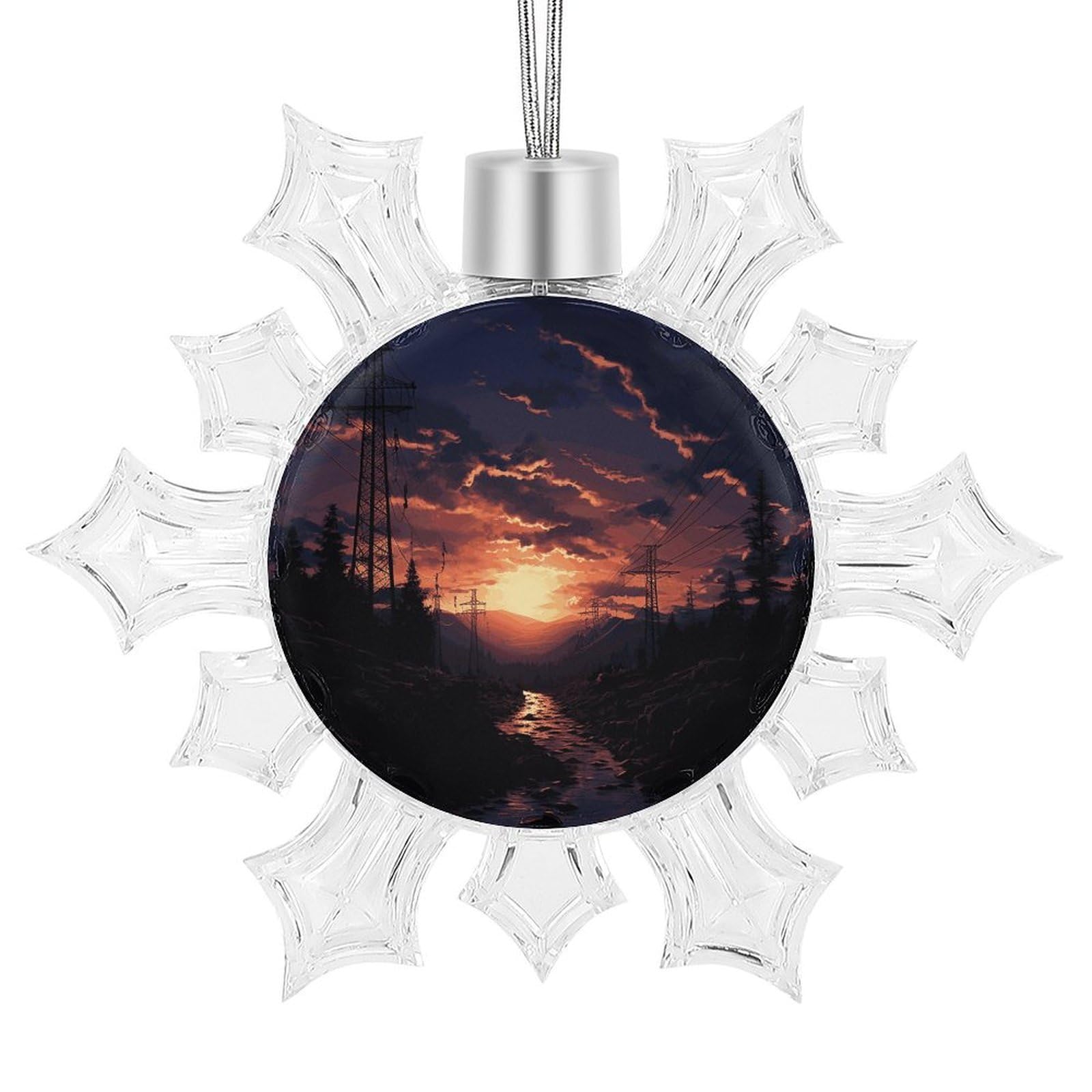 Dusk Scenery Snowflake Ornaments Cute Snowflake Pendant Exquisite Christmas Tree Ornaments for Christmas Weddings New Year Birthday Holiday Celebration