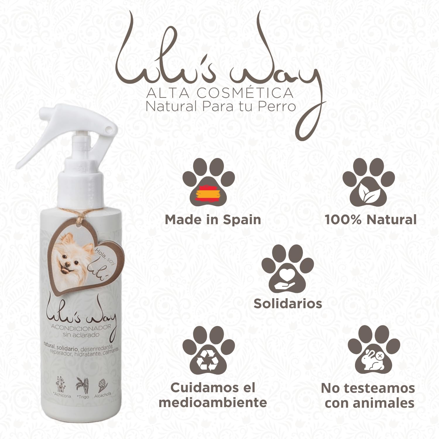 Lulu’s Way Acondicionador para Perros - Sin Aclarado - Natural - Desenreda Pelo Largo, Corto y Rizado - Piel Sensible Dermatitis - Hidrata, Suaviza y Mejora el Pelaje - para Todas Las Razas