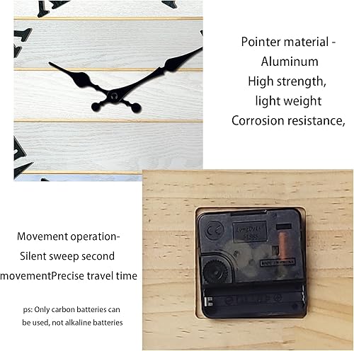 Miniatura 7 de Relojes de pared de madera maciza para decoración de sala de estar, reloj de pared rústico de 16 pulgadas, funciona con pilas, reloj de pared