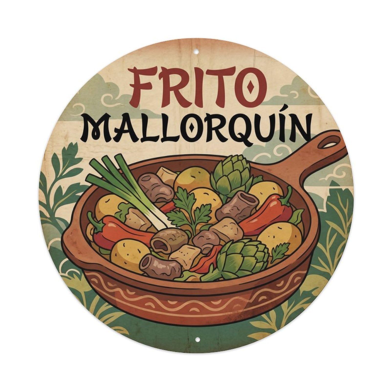 Olyhtr 8X8inch Classic Style Frito Mallorquin Market Food Mallorca Regional Cuisine Metal Tin Sign