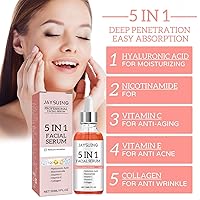 Vista 2 de 2 sueros faciales 5 en 1, aceite facial con vitamina C, suero antienvejecimiento 5 en 1, suero de vitamina C para hidratación facial, reafirmante