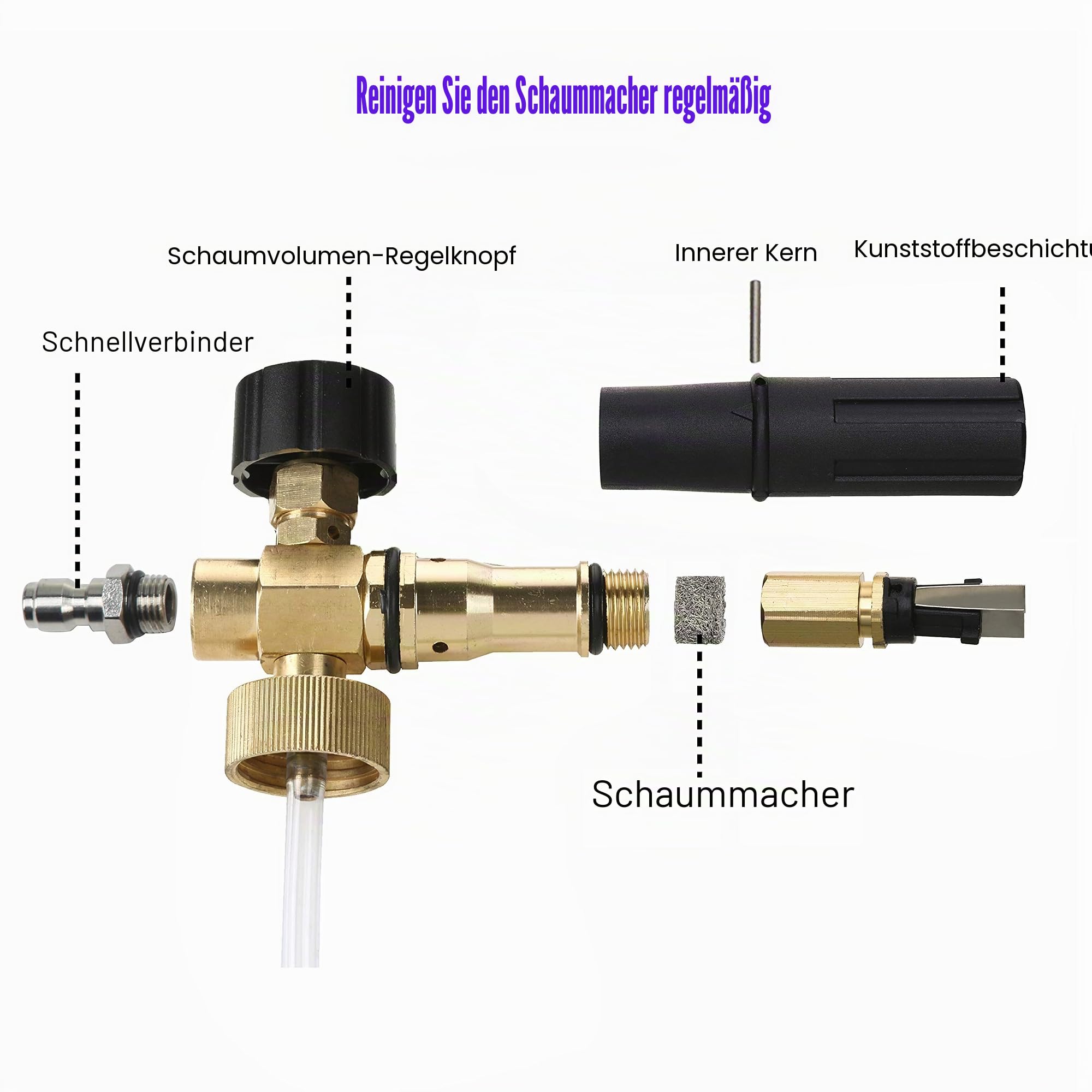 Tool Daily Schaumkanone für Hochdruckreiniger mit 1/4 Zoll Schnellkupplung, 1L Kanone & 5 Düsen