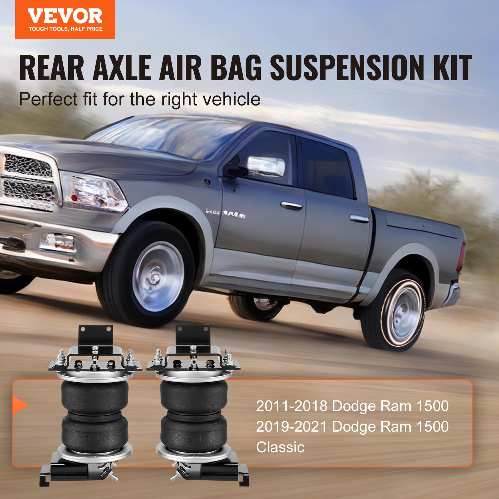 VEVOR Airbag-Federungssatz Luftfeder kompatibel mit Dodge Ram 1500 2011-2018 2019-2021 Classic 5000 lbs 5-100 PSI