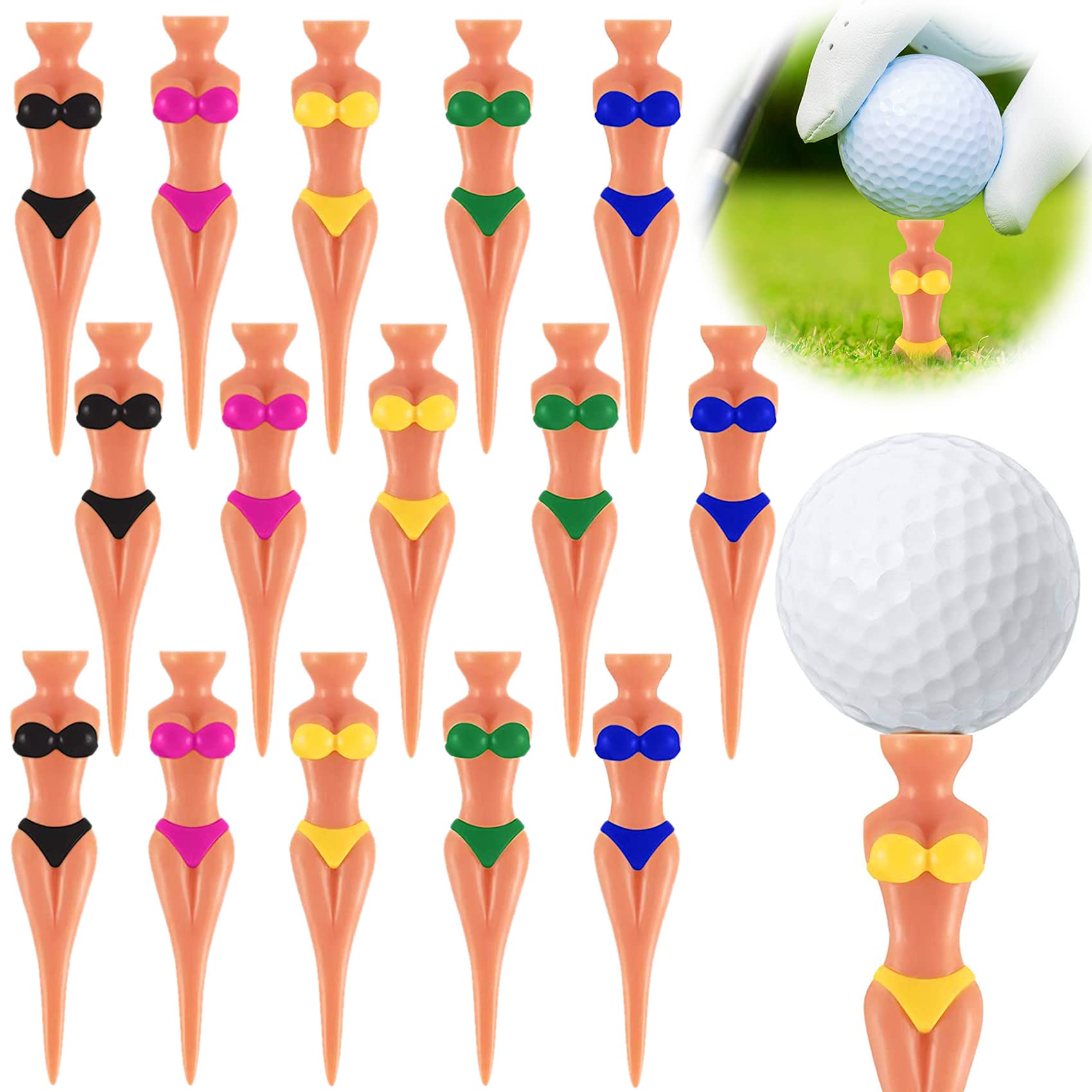 15 Pack Golf Tees 3.15 Inch Women Lady Model Premium Plastic Golf Ball Tees System Reduce Side Spin and Friction More Stable Colorful Golf Tees in Bulk Golf Accessories for Golf Training