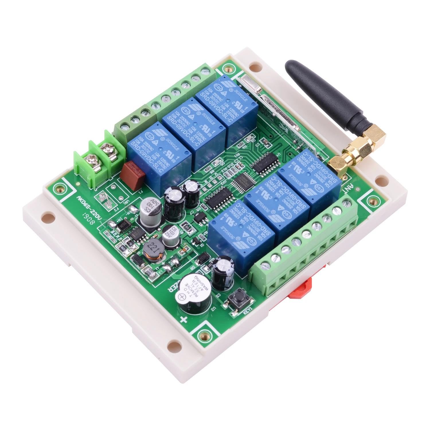 Sistema de interruptor remoto de 6 canales 433 MHz, receptor inalámbrico, alcance de 300 m, CC 12 V-36 V, para puertas de persianas, garaje, puertas eléctricas, ventanas, polipastos de