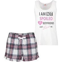 60 Second Makeover Limited I'm Not Spoiled My Boyfriend Just Loves Me Pyjama Set Pink Tartan Friend Present