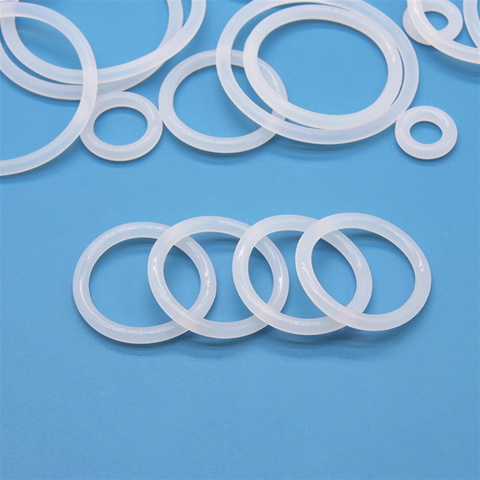 Junta tórica de caucho nitrílico, 50 juntas tóricas VMQ blancas, diámetro exterior de 5 a 100 mm, espesor sección transversal 2 a 4, silicona grado alimenticio resistente al calor(OD 56MM-CS 4MM)