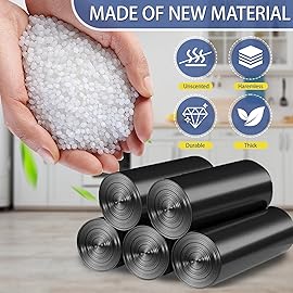 T.FORING 8 Gallon Trash Bags Heavy Duty - 30 Liters Black Garbage Bags,0.94 Mil Thick,220 Count,Medium Leakproof and Unscented Wastebasket Can Liners for Kitchen Home Toilet