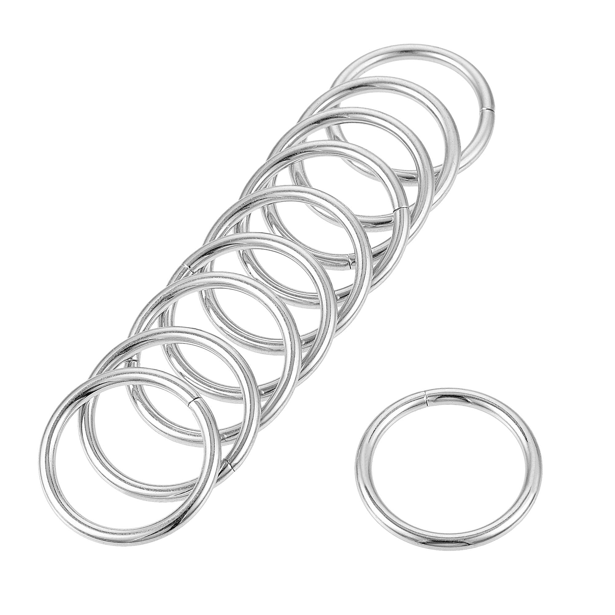 sourcing map 1"(25mm) Metal O Rings 3mm Thick Non-Welded Ring for Straps Bags Decoration Hardware DIY Silver Tone 20pcs