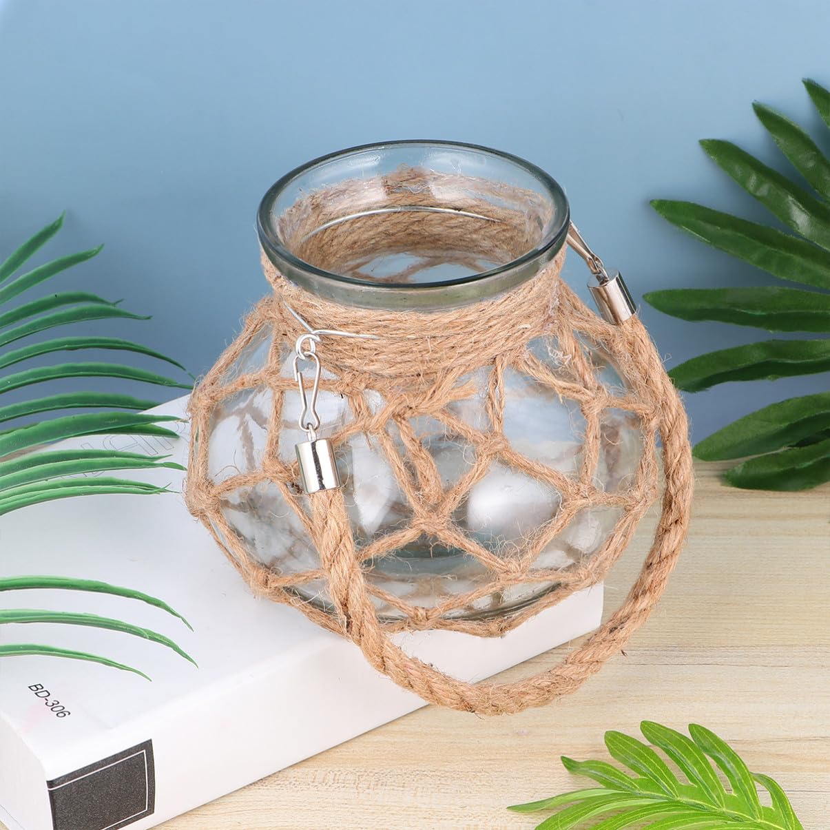 PRETYZOOM Vase en Verre à Corde Style Rétro Jardinière Hydroponique Décorative, Motif Gourde, pour Tulipes et Roses Maison ou Bureau