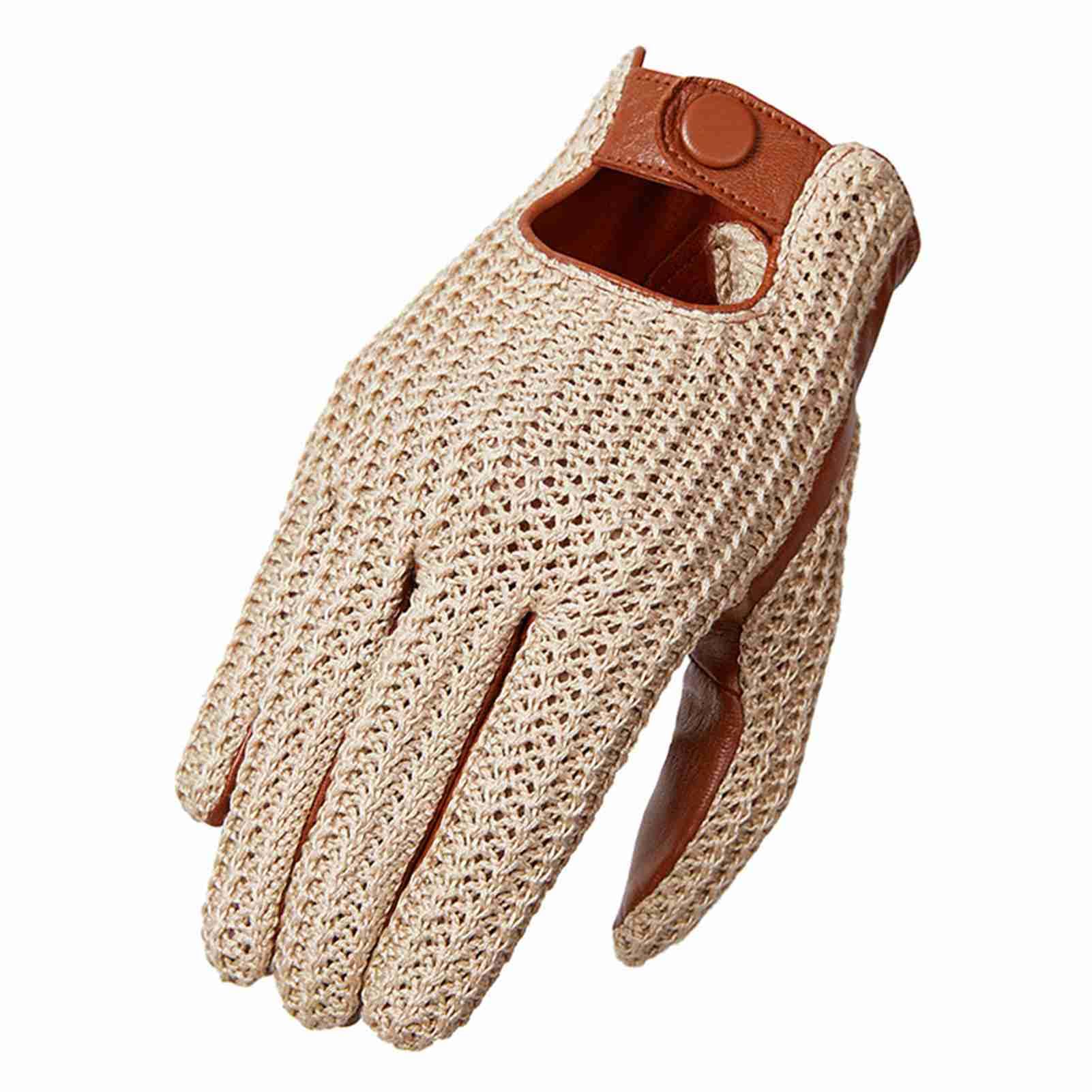 HUIOP Gants de conduite automobile, Gants d'écran tactile en peau de chèvre tricotés pour hommes pour la conduite quotidienne en moto