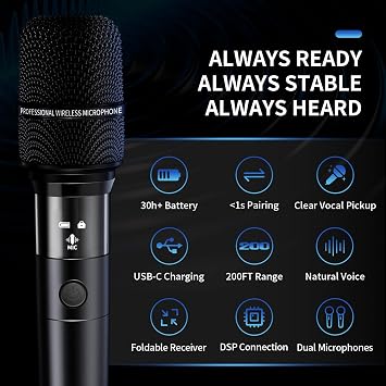 Dual Handheld Wireless Microphone System