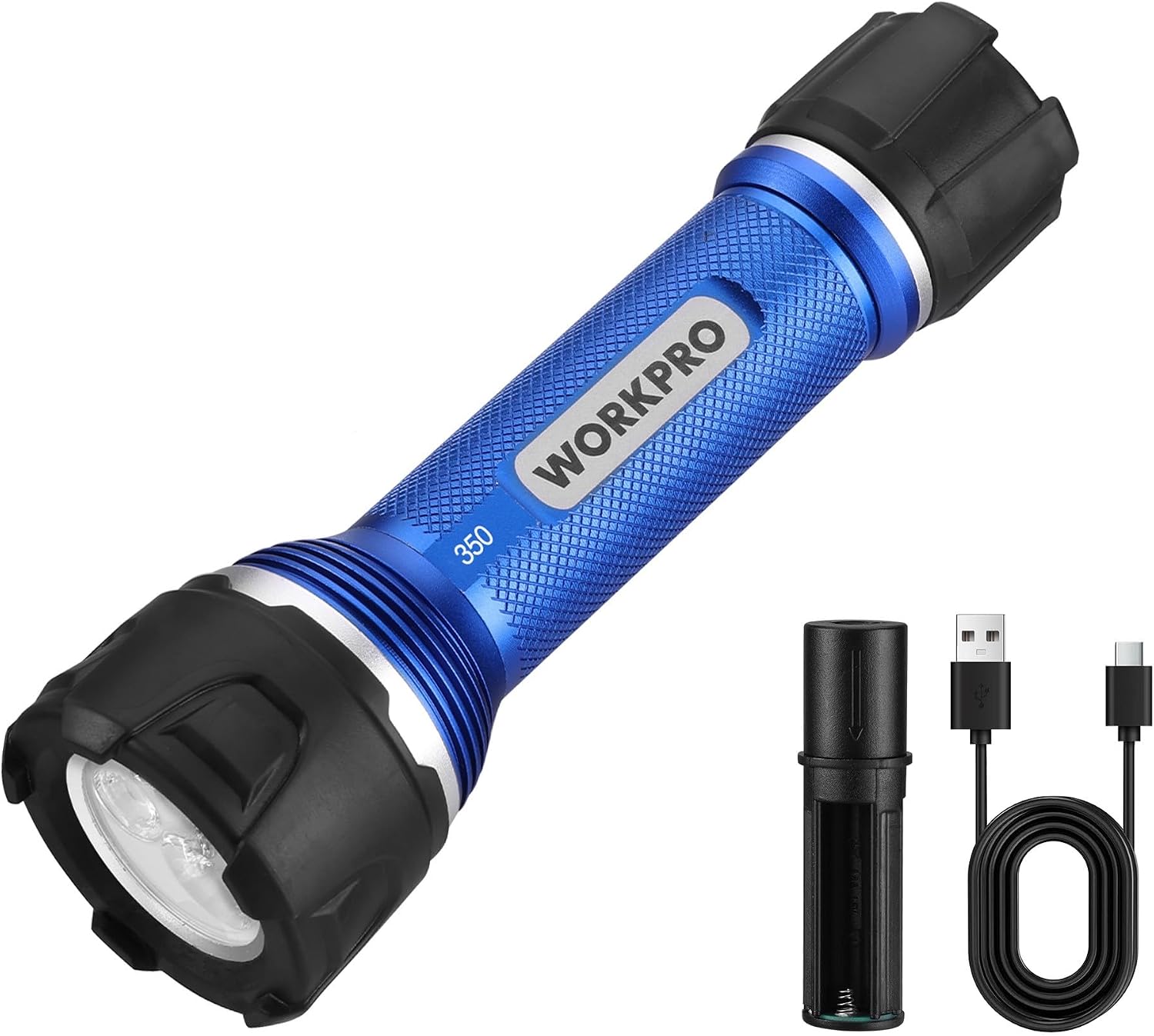 WORKPRO Flashlight Rechargeable, Aluminum IPX7 Waterproof LED Flash Light