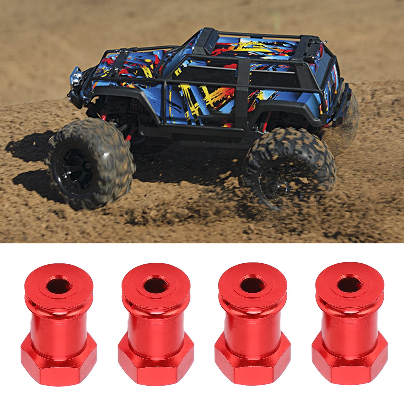 Kit D'Adaptateurs Hexagonaux De Roue 12 Mm – Alliage D'Aluminium – 8 Pièces Rouges Et Bleues – Pour Voiture RC 1/10