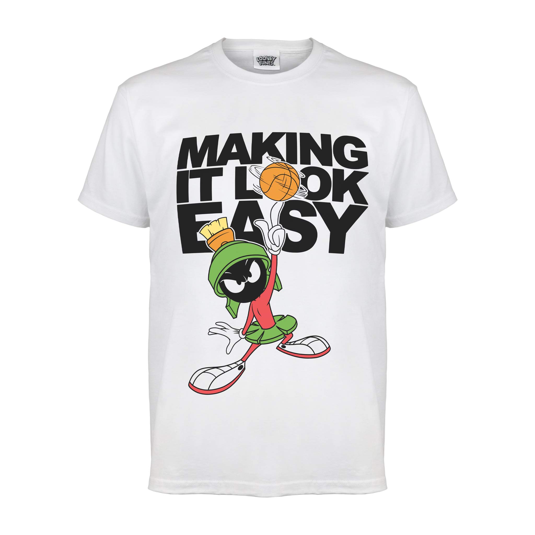 PopgearLooney Tunes Marvin The Martian Easy T-Shirt, Adults, S-5XL, White, Official Merchandise