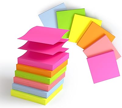 3 in x 3 in Pop-up Sticky Notes,6 Bright&Pastel Colors for Refills,6 Pads, 100Sheets Per Pad, 600 Sheets Total