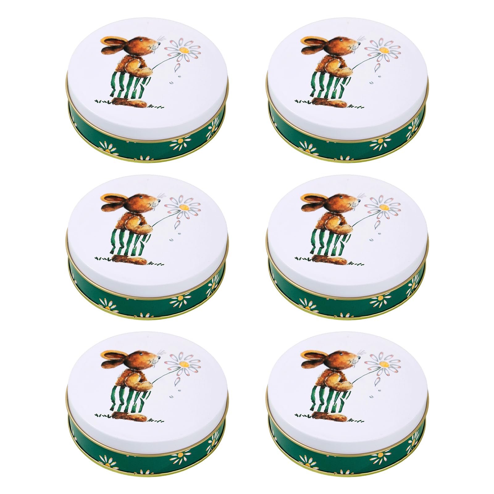 Piceioep Of 6 Decorative Rabbits Design Metal Gift Boxes Celebratory Present Holder Perfect for Candy Treats and Small Items Lovely Animal Candy Tins