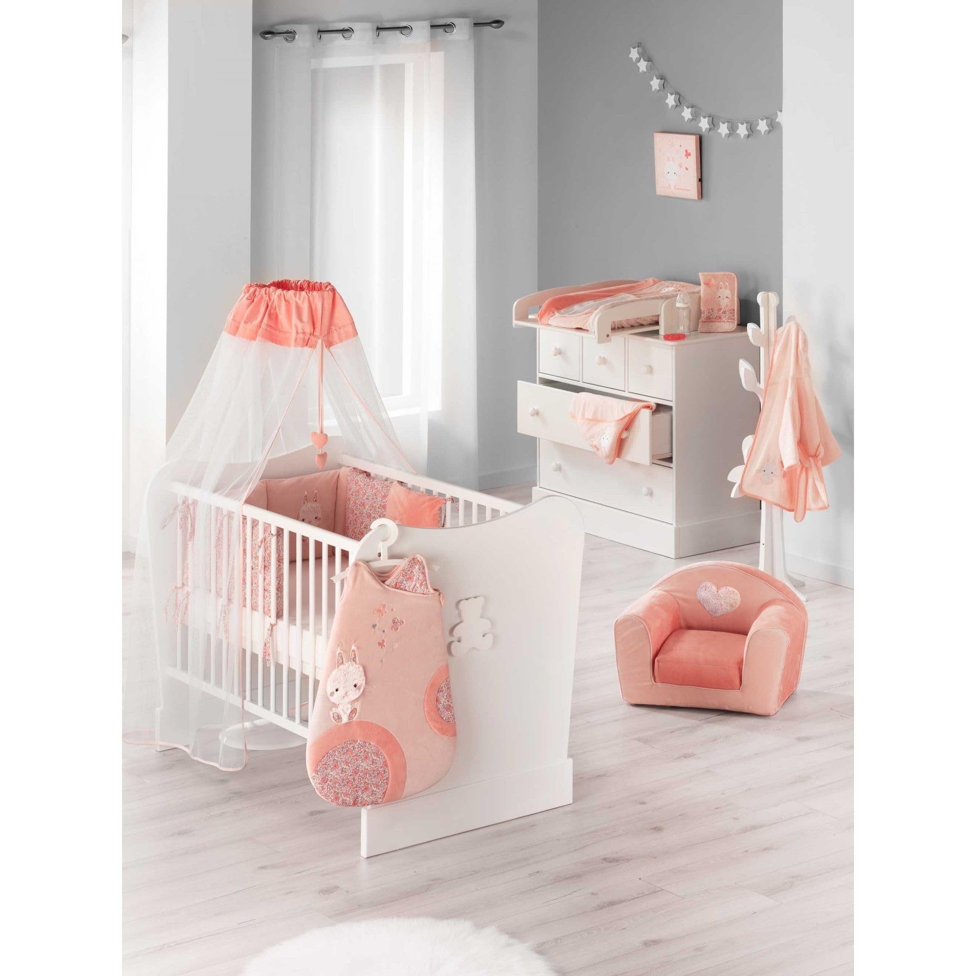 Fauteuil - Chaise - Bebe - Enfant club convertible Lapinou - Rose - 42 x 55 cm