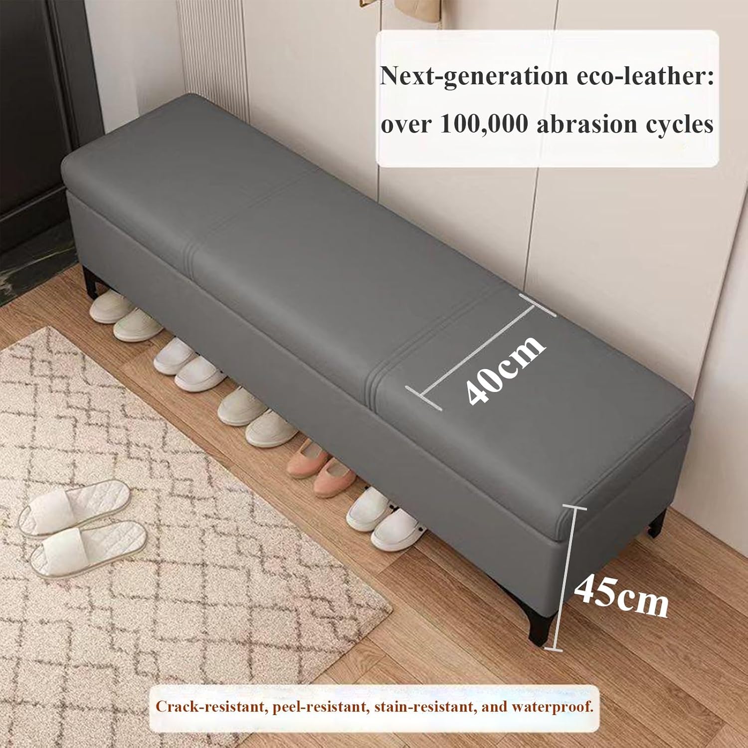 Faux Leather Storage Ottoman Bench With Storage Jordan Ubuy