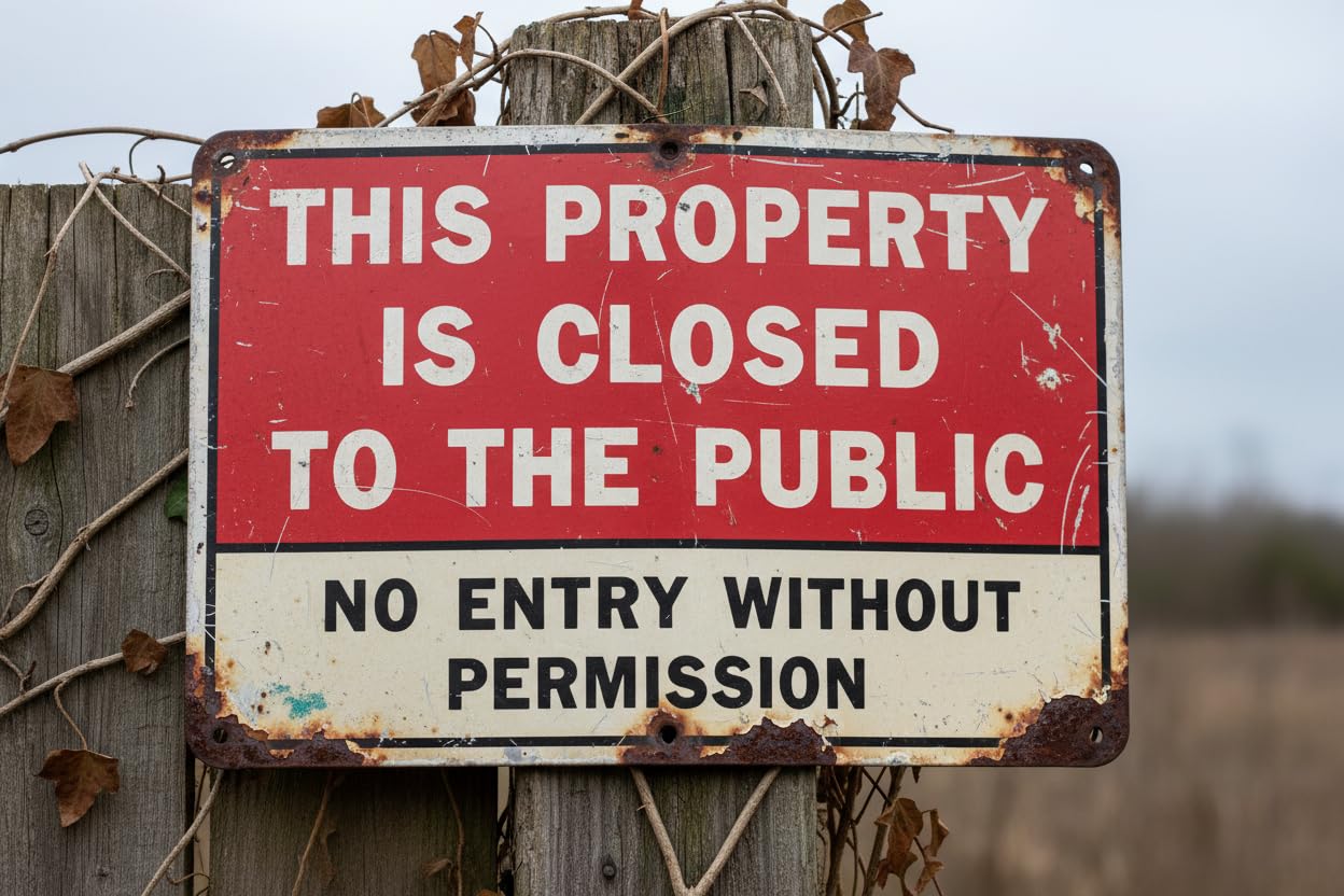 Wall Decor This Property Closed To Public No Entry Without Permission Sign. 8x12Inch Metal. No Public Access Signs Vintage Aluminum Plates Printed