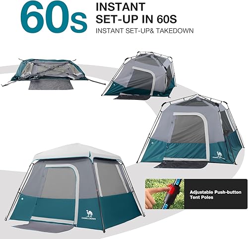 Miniatura 6 de Camping Tents 46 Person Pop Up Instant Tent - Setup in 60s for Family Camping, Windproof Design, Family Cabin Tent with Rainfly & Backpack Carry Bag