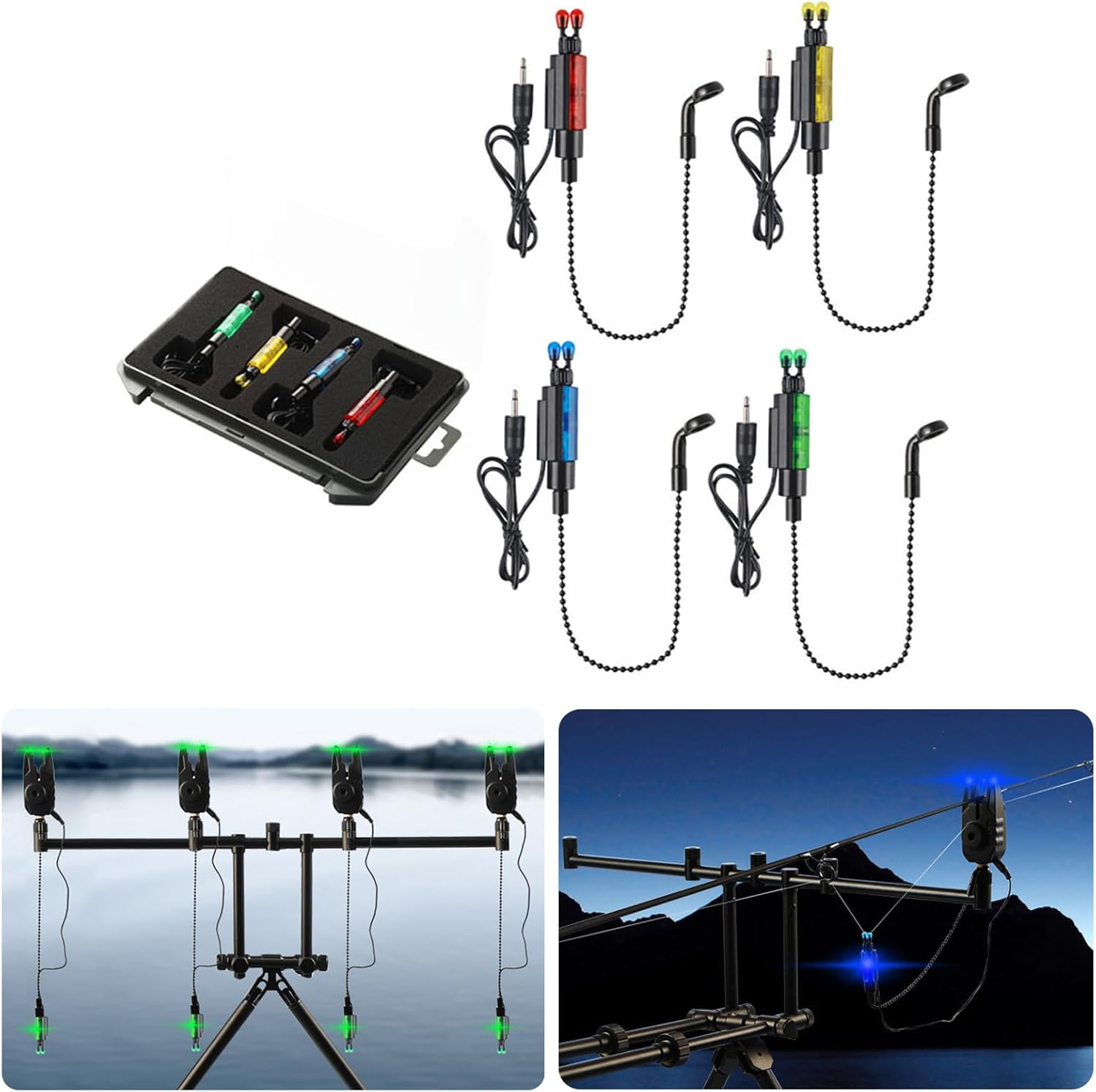 4Pcs Fishing Rod Alarm Tool Accessories Swingers Sensitive Alarm Hangers Bobbins Bites Alarms Fishing Bites