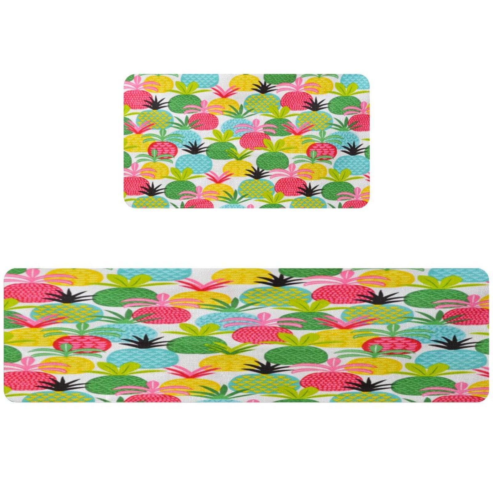 Tapis de cuisine couloir lavable et absorbant grand lot de 2 motifs ananas