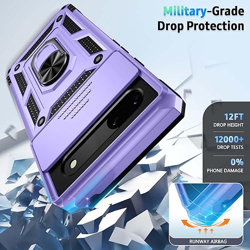 Miniatura 6 de Funda para cámara deslizante para Google Pxiel 8, resistente grado militar, a prueba de golpes, soporte de anillo magnético para Pixel 8 (lavanda)
