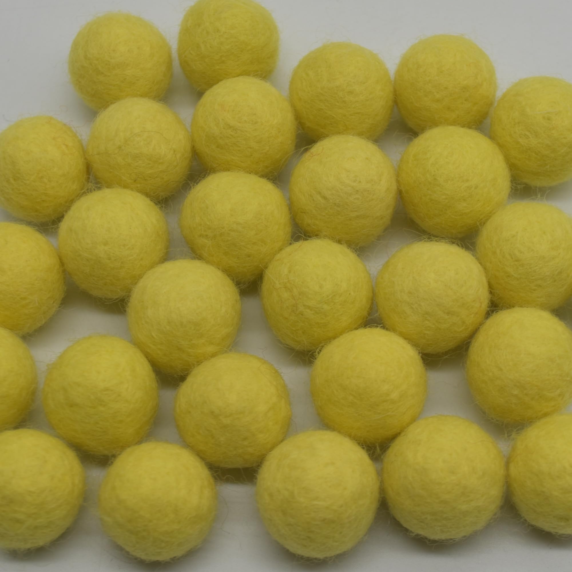 100% Wool Felt Balls 2cm - 100 Count - Yellow