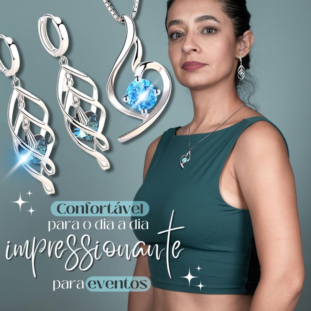 Conjunto Feminino "Esterlina Blue" com Colar e Brincos Banhados em Prata 925 – Semijoia com Pingentes de Zircônia Azul em Formato de Coração – Elegância e Sofisticação para o Dia a Dia Conjunto Feminino "Esterlina Blue" com Colar e Brincos Banhados em Prata 925 – Semijoia com Pingentes de Zircônia Azul em Formato de Coração – Elegância e Sofisticação para o Dia a Dia