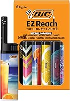 BIC EZ Reach Lighters 6-Pack Favorites Collection - Extended Wand, Child-Resistant, Safe for Candles & BBQ