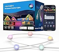 Vista 1 de ASAHOM AI Permanent Outdoor Lights S107B, 100FT with 72 RGBCW LED Lights, 30,000 Lighting Effect, Controller with Dual Output, Extend to 800FT