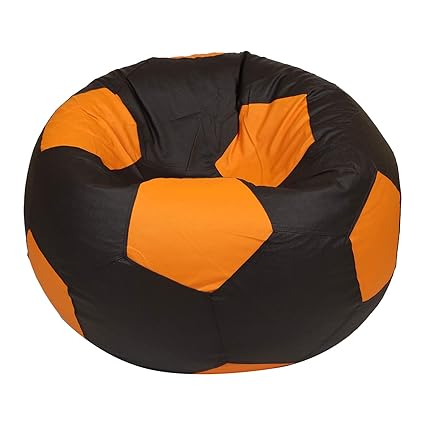 Skyshot Football Shape Classic Bean Bag Filled with Beans/Fillers (Orange & Black, XXL)