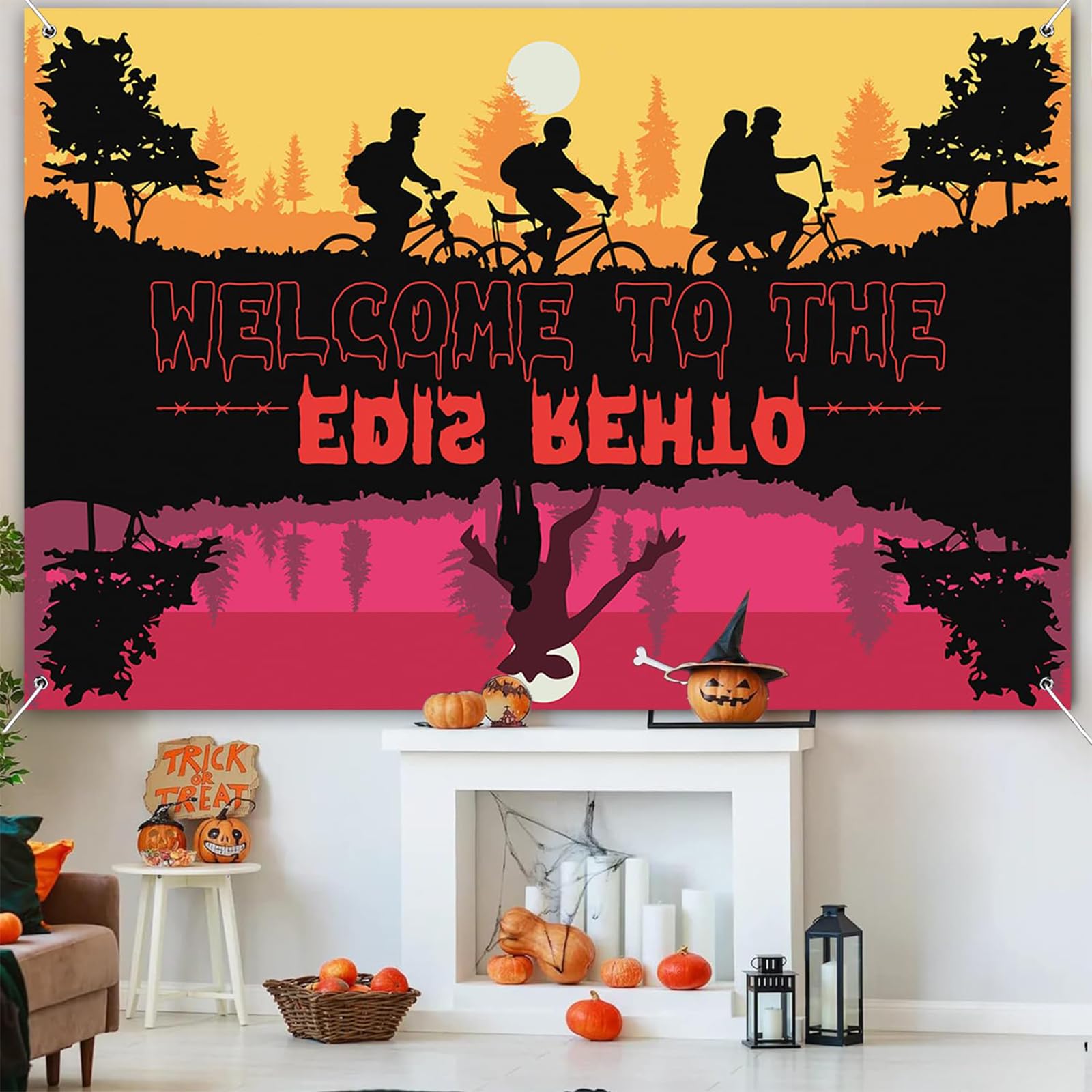 Decorazioni per feste di compleanno Stranger Grande sfondo 180 x 110 cm Photo Booth Puntelli "Welcome to The Other Side" The Haunted Forest Adatto per feste di compleanno, servizi fotografici e tutte