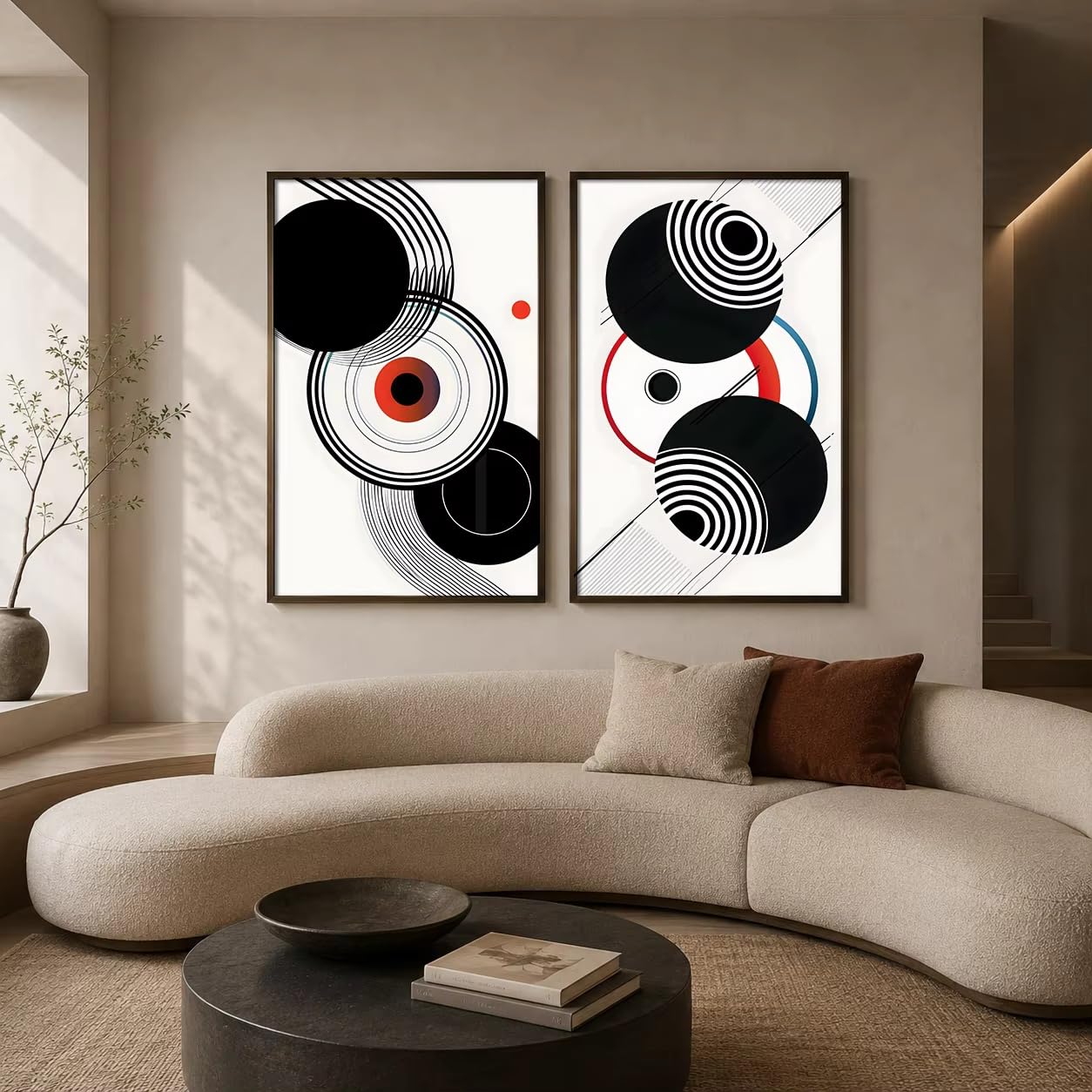 LTjiajuypd Quadri su tela astratti, stampe geometriche moderne in bianco e nero per l'arredamento del soggiorno (50x75 cm - 3 pezzi)