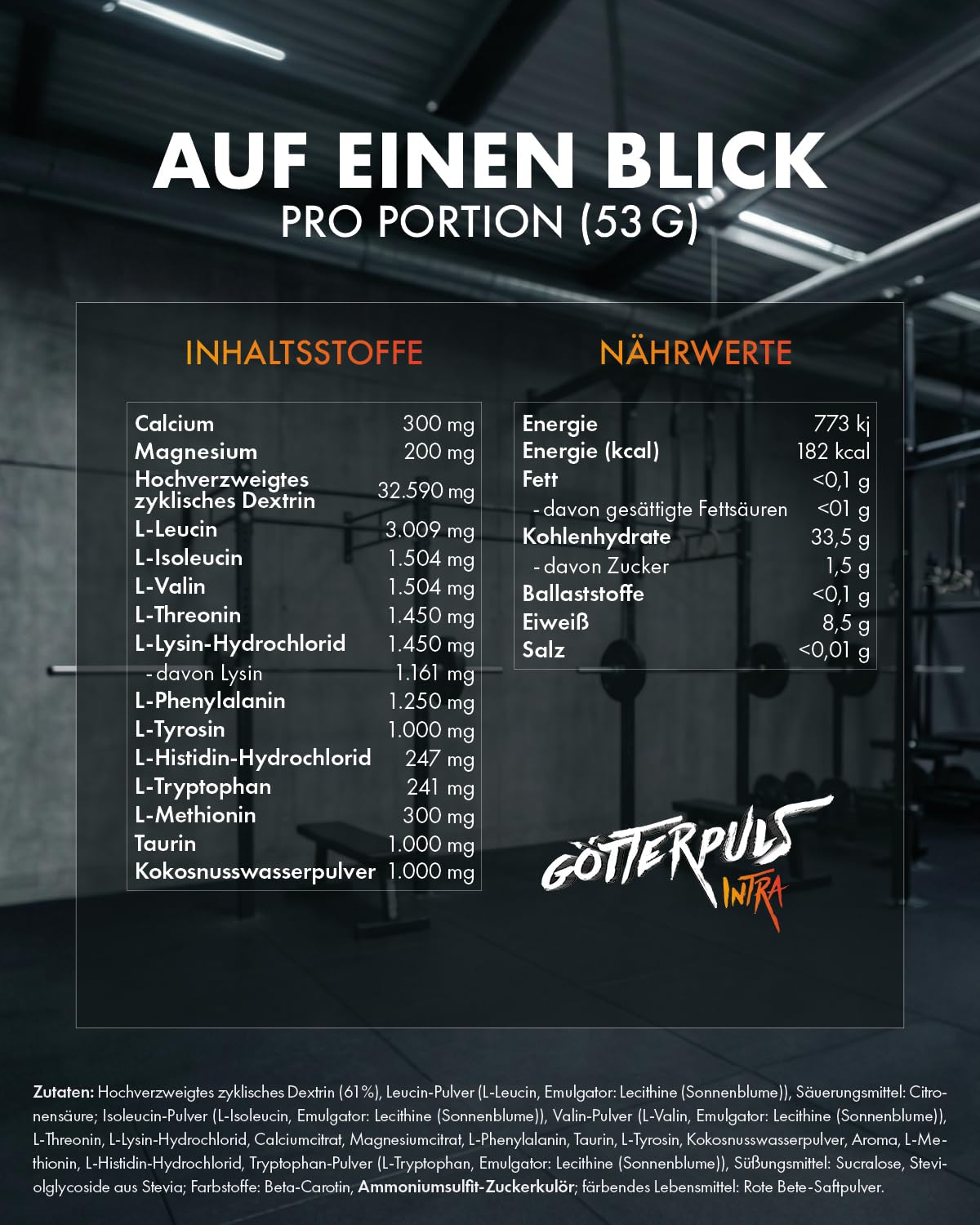 Götterpuls Intra Workout 1.060g Pulver Pfirsich-Eistee | Mit Cluster Dextrin, EAA & Aminosäuren – Mit Elektrolyten & Kokosnusswasserpulver – Vegan – Für Kraftsport – 20 Portionen