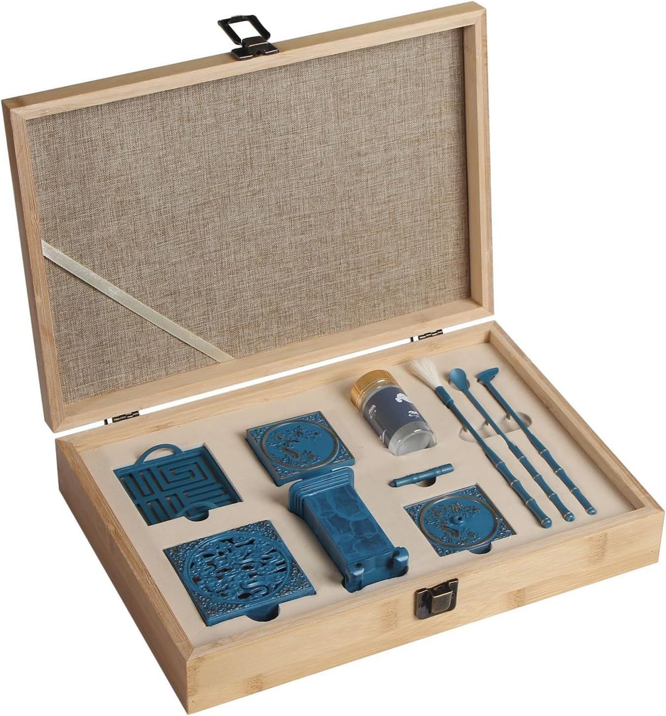 DIY Messing Räucherstäbchen-Set – 9-teiliges Set | Erstellen Sie Rückfluss-Räucherkegel-Formen für Meditation mit Löffel, Schaufel, Bürste, Brenner und Behälter (B)