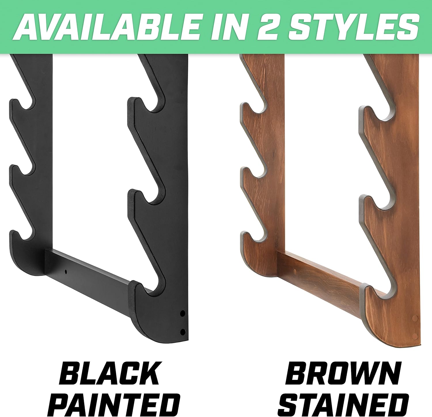 GoSports Outdoors Wall Mounted Firearm Display Rack - Holds 5 Rifles or Shotguns - Choose Your Style