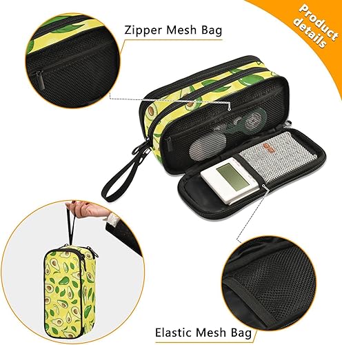 Miniatura 3 de Estuche de gran capacidad para lápices, 3 compartimentos, bolsa de lona, con letras del alfabeto de perros, bolsa de maquillaje de animales, para