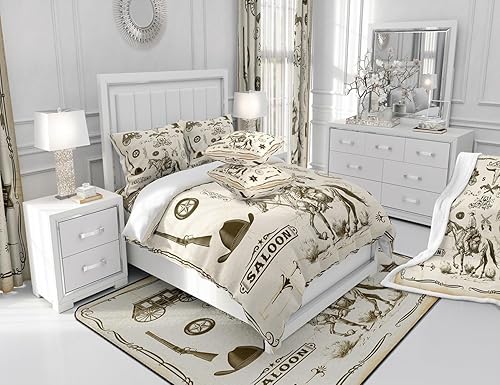 Miniatura 6 de Juego de funda de edredón de vaquero para niños, tamaño matrimonial, juego de ropa de cama tribal bohemio exótico de 3 piezas para niños,