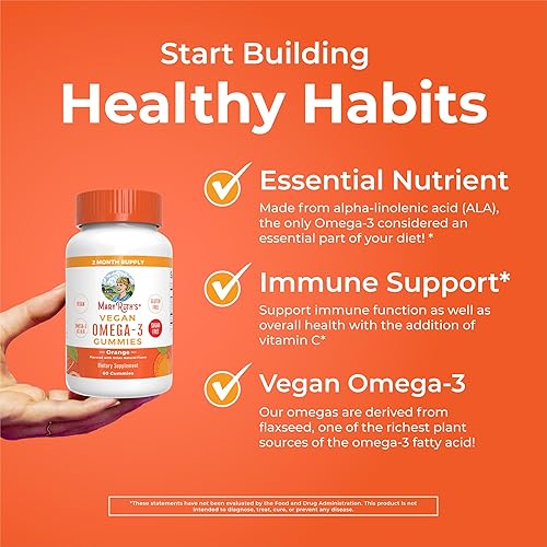 Vista 5 de MaryRuth Organics Gomitas veganas de Omega 3 para adultos Suministro para 2 meses Suplemento libre de azúcar con vitamina C Apoyo inmunológico