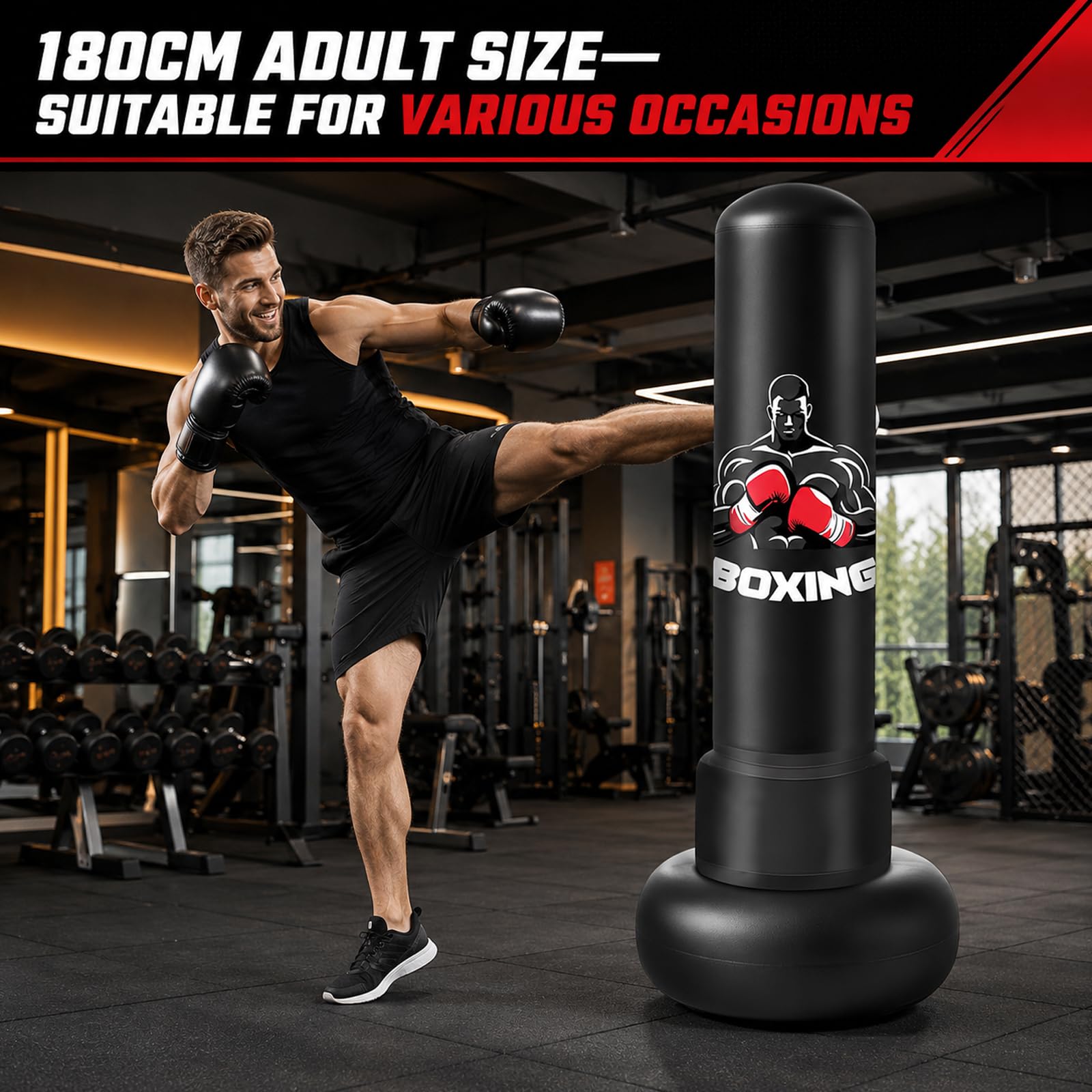 Boxsack Erwachsene Aufblasbarer Standboxsack Punching Bag mit Pumpe
