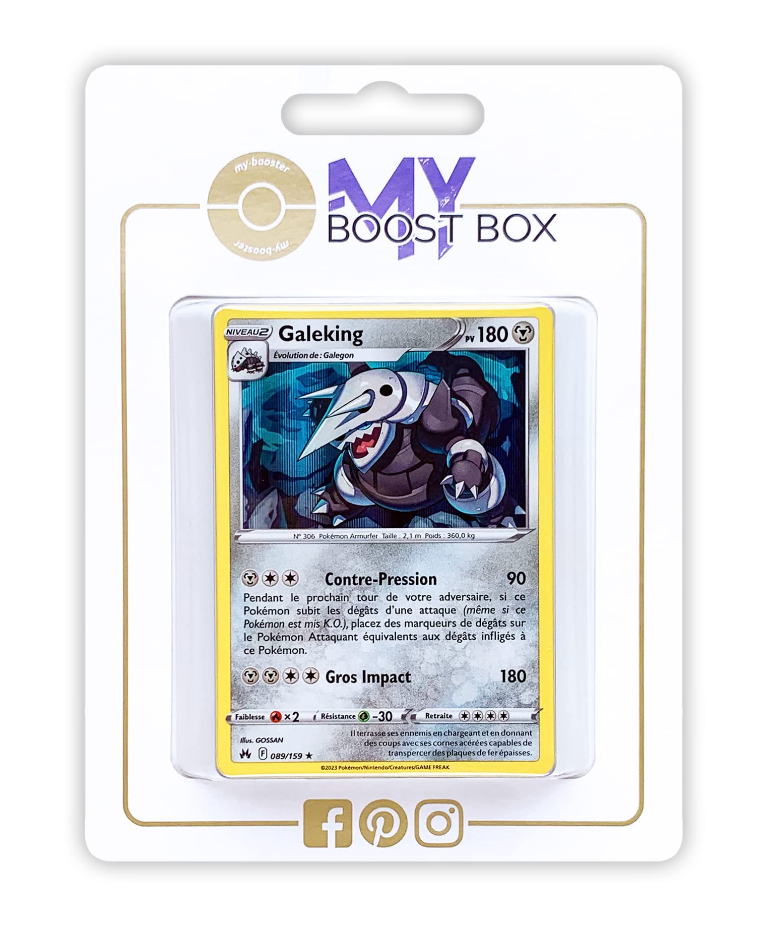 Galeking (Aggron) 89/159 Holo or Reverse (random) - Myboost X Epée et Bouclier 12.5 Zénith Suprême - Box of 10 Pokemon French cards