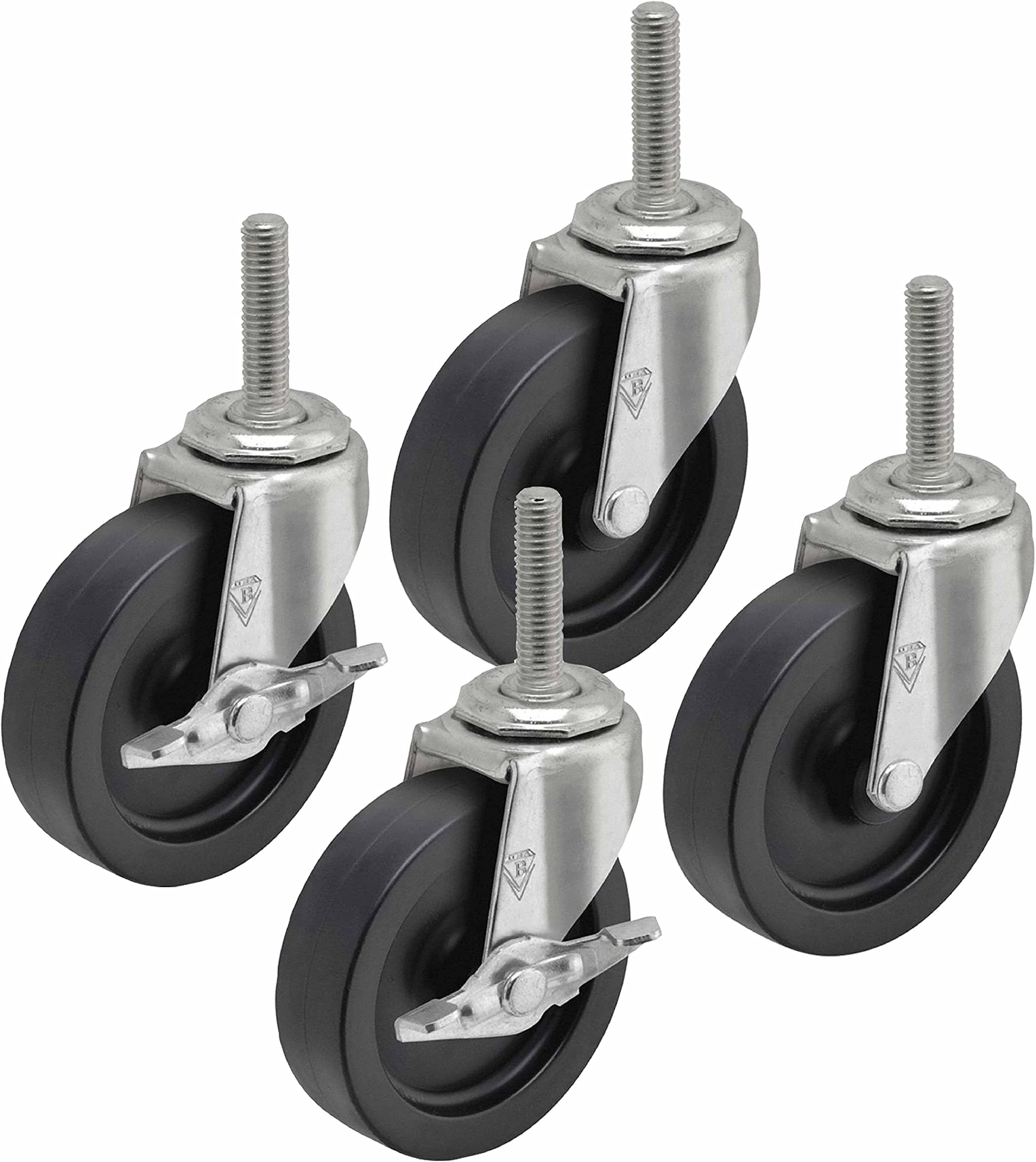 Linco 4" Steel Wire Shelving Wheels Casters | Set of 4 Caster Wheel | 2 Locking 2 Swivel Casters | USA Made Caster Replacement | Total Capacity: 600 lbs