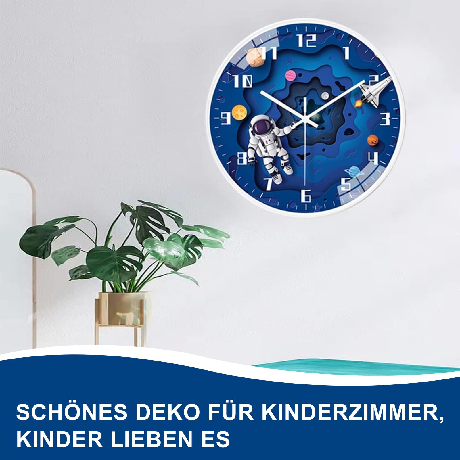 hleo® Wandklok kinderen (astronaut) - stille kinderwandklok - wandklok voor jongens en meisjes - zonder tikkende geluiden, wijzerplaat met 30 cm, mooie decoratie voor kinderkamer hleo® Wandklok kinderen (astronaut) - stille kinderwandklok - wandklok voor jongens en meisjes - zonder tikkende geluiden, wijzerplaat met 30 cm, mooie decoratie voor kinderkamer